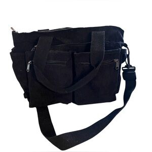 Corduroy Black Bag- Hand, Shoulder or Crossbody